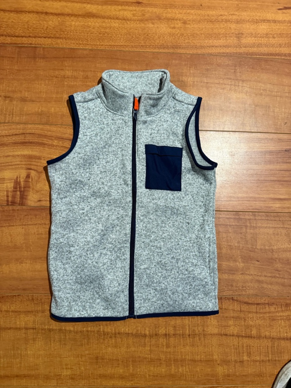 Carter's Gray Fleece Vest with Navy Trim and Pocket